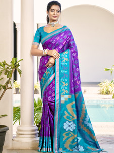 Tasrika Printed Ikkat Cotton Silk Saree
