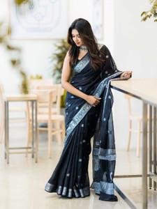 NENCY FASHION Self Design, Solid/Plain, Applique, Blocked Printed, Color Block, Digital Print Patola Cotton Silk, Cotton Blend Saree