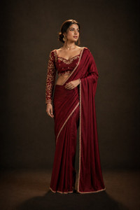 DRIZOMIZ Embroidered Bollywood Cotton Silk Saree