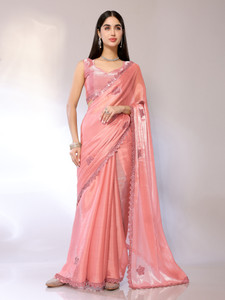 FABMORA Embellished Bollywood Chiffon Saree