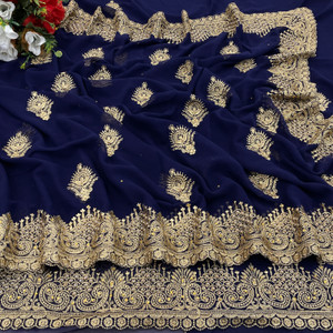 KanjiQueen Embroidered Bollywood Georgette Saree