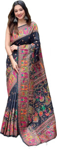 Aformi Embellished, Paisley, Self Design, Woven Paithani Cotton Silk Saree