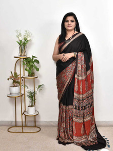 NAJU Printed Bollywood Satin Saree
