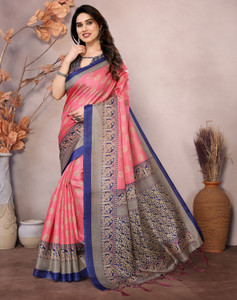 Divastri Printed Bhagalpuri Art Silk, Lace Saree