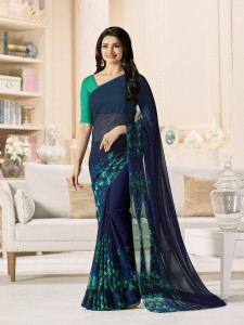 BLEESBURY Floral Print Bollywood Georgette, Chiffon Saree