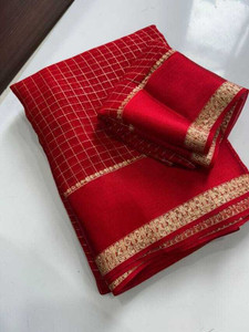 Divya Creation Checkered Daily Wear Viscose Rayon Saree