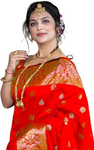 YASHIKA Printed, Self Design Banarasi Cotton Silk, Jacquard Saree