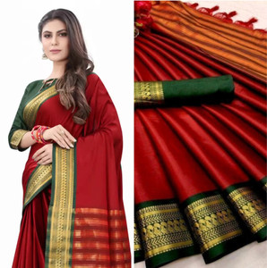 MAHADEV ENTERPRISE Woven Maheshwari Silk Blend, Cotton Blend Saree