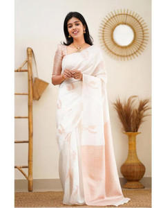 BHADANI FASHION Woven, Floral Print Kanjivaram Jacquard Saree