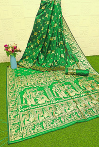 Ratnavali Woven Baluchari Silk Blend, Art Silk Saree
