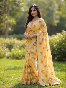 Kylar Checkered, Printed Banarasi Georgette Saree