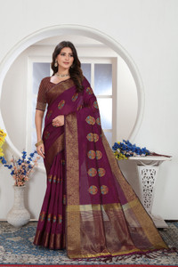 ishika fab Woven Chanderi Handloom Art Silk Saree