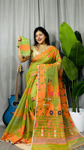 Revival Woven Jamdani Cotton Blend Saree