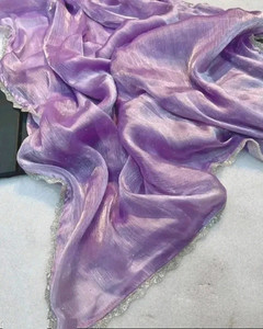 KanjiQueen Self Design Bollywood Silk Blend, Organza Saree