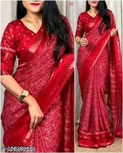 Sanwariya Silks Floral Print Chanderi Cotton Blend Saree
