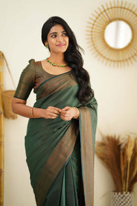 K SALIYA ENTERPRISE Solid/Plain Kanjivaram Pure Silk Saree