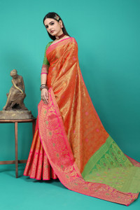 Pionex Woven Kanjivaram Tissue, Pure Silk Saree