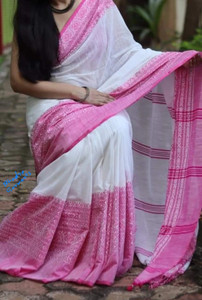 Bhadra Self Design Handloom Pure Cotton Saree