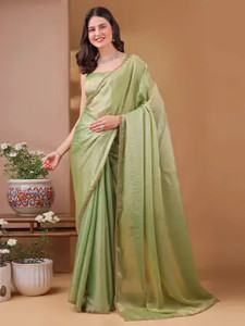 AVINASHI Solid/Plain Bollywood Chiffon Saree