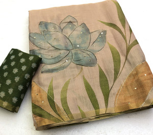 SILKORA Printed, Embellished, Floral Print Daily Wear Tissue Saree