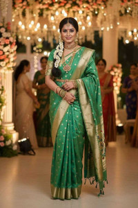 U.K.V.Lifestyle Self Design Paithani Silk Blend Saree