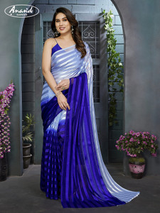Anand Sarees Striped, Ombre, Self Design Bollywood Satin Saree