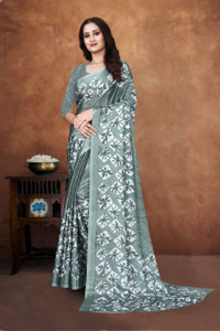 jihana fab Printed Bollywood Georgette, Silk Blend Saree