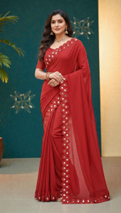 Adroit Management Printed Bollywood Georgette, Art Silk Saree