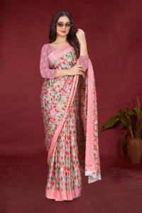 jihana fab Printed Kanjivaram Chiffon, Silk Blend Saree