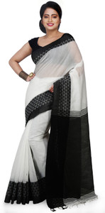 crochetin Woven Jamdani Cotton Blend Saree