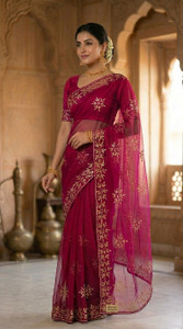 Vaidehi Enterprise Embroidered Bollywood Chiffon Saree