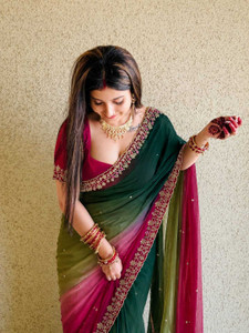 SHREE SANWARIYA COLLECTION Embroidered Bollywood Georgette Saree