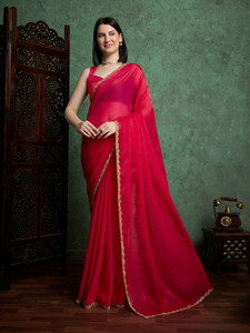Dhimahi Solid/Plain Bollywood Chiffon Saree