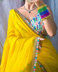 Aastikay Embroidered Bollywood Chiffon, Georgette Saree