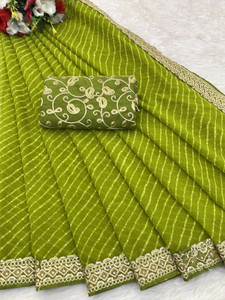 RHG Fashion Embroidered Bandhani Georgette Saree