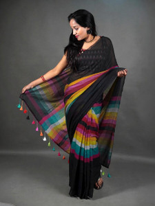 GHOSH TEXTILE Printed Handloom Khadi Saree