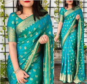 g m enterprise Woven Kanjivaram Jacquard, Pure Silk Saree