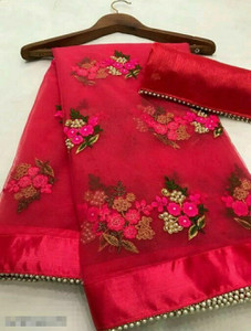 vallavi fashion Embroidered Bollywood Net Saree