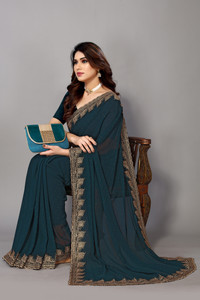 FABMORA Embellished, Embroidered Bollywood Georgette Saree
