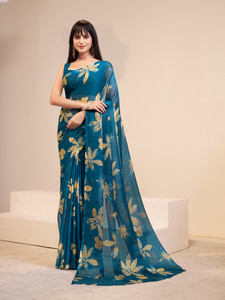 GARDEN VARELI Floral Print Bollywood Chiffon Saree