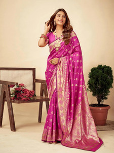 ETHNICHITZ Woven, Self Design Kanjivaram Pure Silk, Cotton Silk Saree