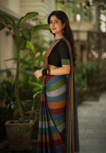 BargitFashion Striped Daily Wear Khadi, Pure Cotton Saree