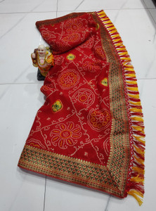 SHIV COLLECTION Printed Bandhani Georgette Saree