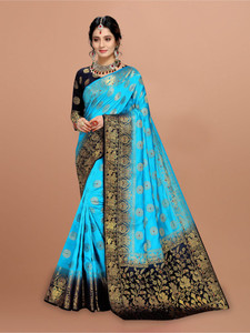 Rupatika Woven Kanjivaram Pure Silk, Cotton Silk Saree
