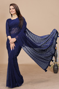 K 5 FASHION Self Design, Striped, Dyed Bollywood Chiffon Saree