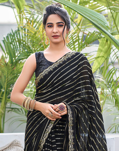 SIRIL Embroidered, Embellished Bollywood Georgette, Chiffon Saree