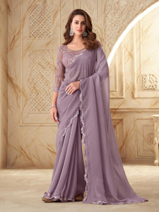 Satrani Woven, Embellished, Self Design Bollywood Georgette Saree
