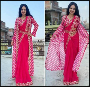 FashionTody Embroidered Bollywood Georgette Saree