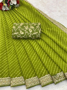 RHG Fashion Printed Bandhani Georgette Saree