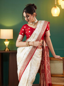 Samah Woven, Embellished Banarasi Silk Blend Saree